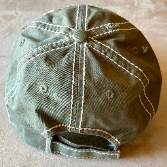 KBETHOS NWOT Baseball Cap Army Green “Tired as a Mother” Distressed “Mom” Hat - Picture 3 of 5